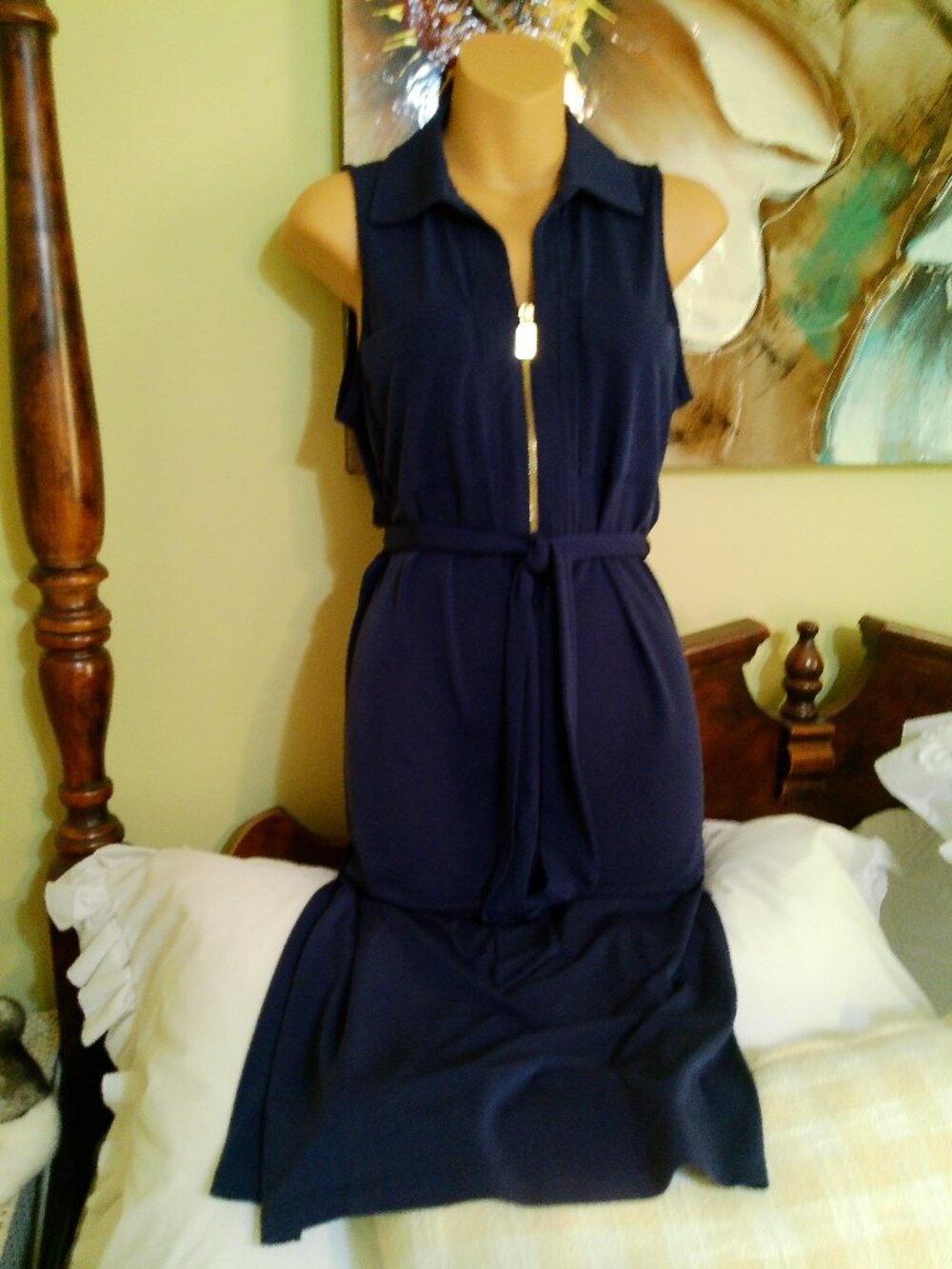 MICHAEL KORS NAVY BLUE GOLD ACCENT ZIPPERS SIZE MED GOOD CONDITION